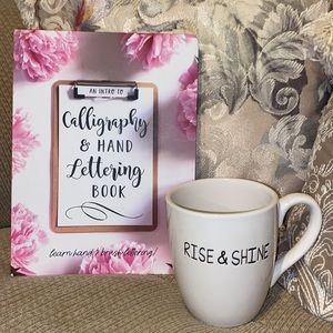 🌸🤍🌸NWT An Intro to Calligraphy & Hand Lettering Book & “Rise & Shine” Mug Set